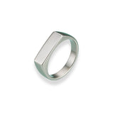 Anel masculino de aço prateado modelo Gavi com design de barra retangular minimalista.