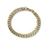 Pulseira masculina dourada de elos grumet (cuban link) com 5mm de espessura.