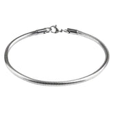 Pulseira masculina de aço inox modelo Cobra com malha rabo de rato cilíndrica.