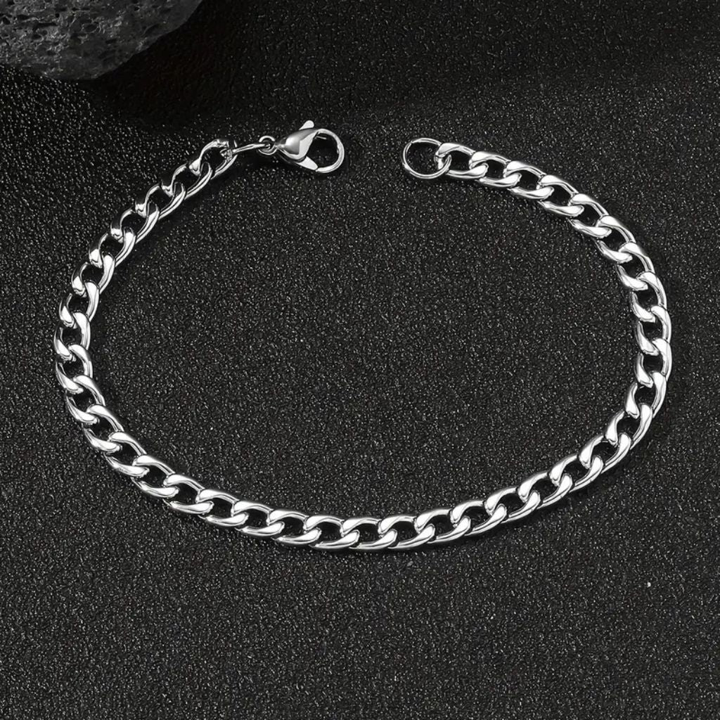 Pulseira masculina fina de aço prateado modelo Mantova