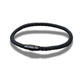 Pulseira de corda preta masculina modelo Nemi Black da Classiatti com fecho preto em fundo branco